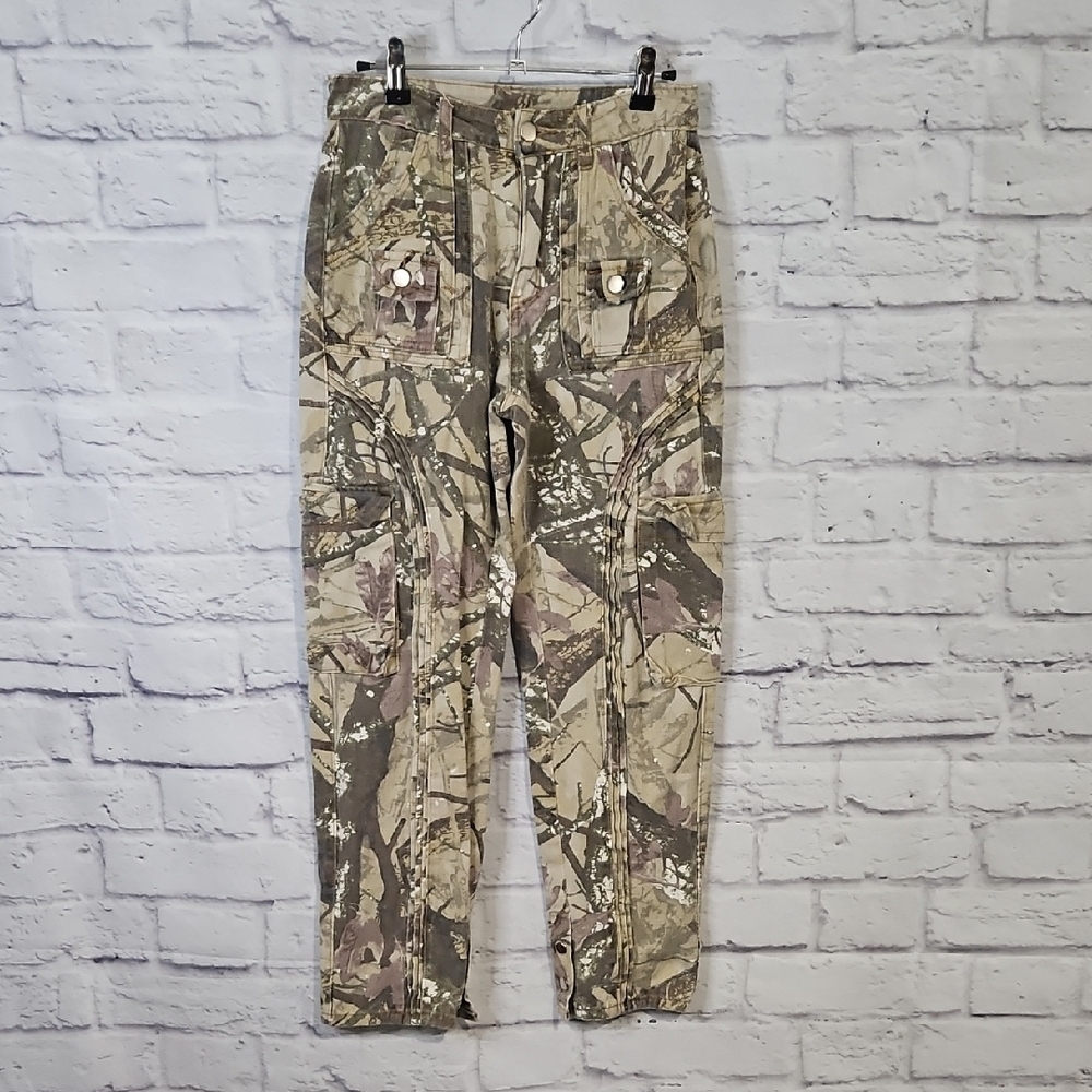 SHEIN Women's Straight Leg Cargp Camouflage Jeans